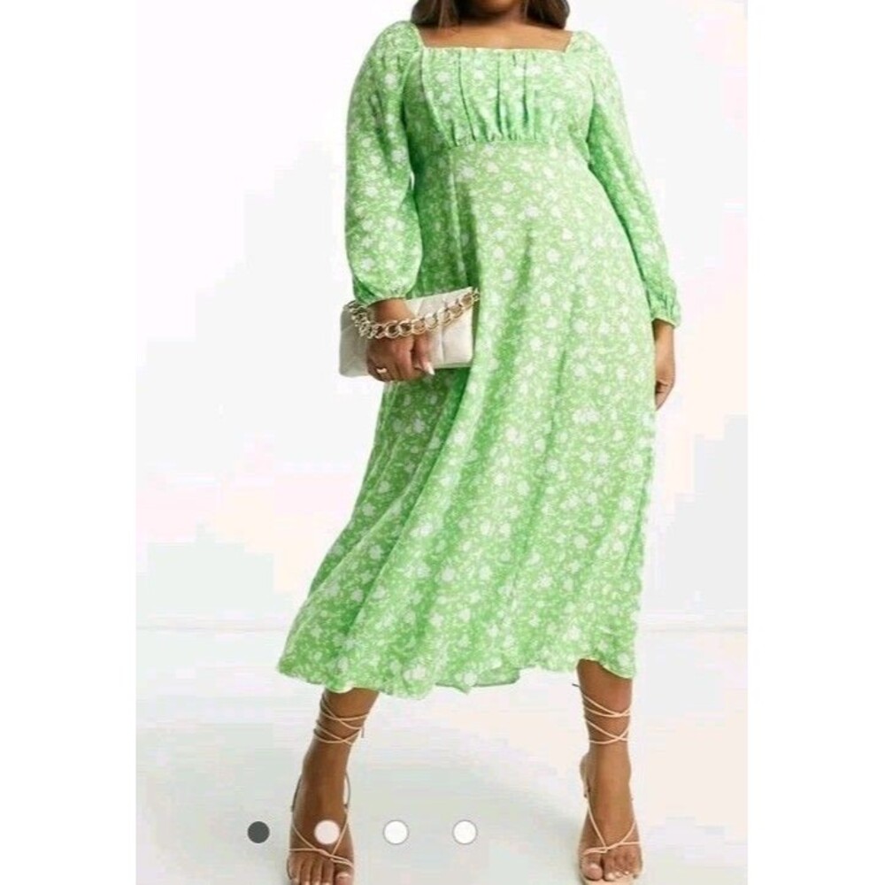 asos green floral dress | Dresses | Asos Design Curve Plus 8 Midi Square Ruched Neck Cottage lehanga for girls